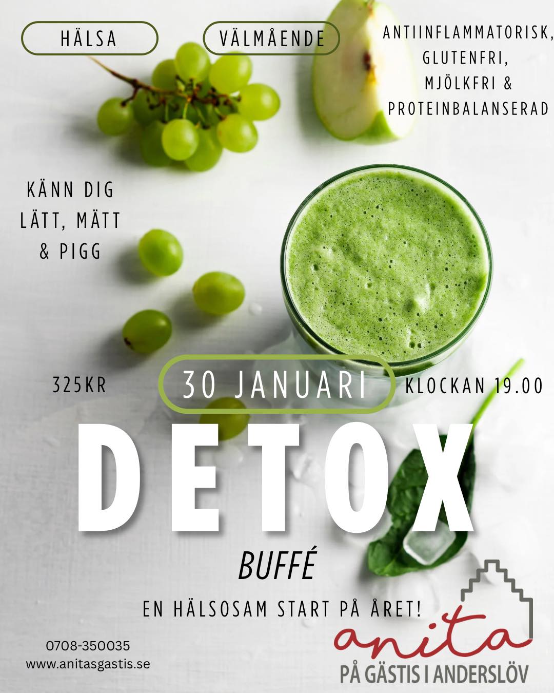 Detox-buffé hos Anitas Gästis i Anderslöv